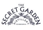 Logo for The Secret Garden Distillery Edinburgh, featuring a bee and floral design beneath arched text.